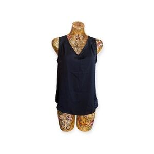 Banana Republic top sleeveless blouse black vneck
